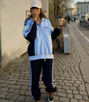 Ensemble Challenger Adidas Ventex vintage – Années 80 – Bleu ciel - Taille M